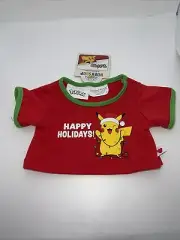 Build a Bear Size Teddy Bear Clothing - New Pokémon Holiday T-Shirt