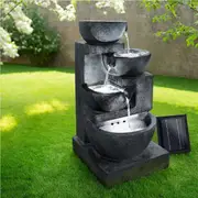 Gardeon Solar Water Feature with LED Lights 4-Tier Blue 72cm