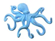 Rustic Light Blue Cast Iron Octopus Hook 11"
