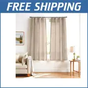 Elegant Taupe Linen Blend Curtains 72'' Long - Light Filtering Drapes, 2 Panels