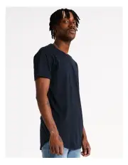 [Kenji] Hadspen Drop Shoulder Curved Tee in Navy