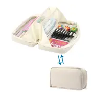 Catzon Aesthetic Pencil Case 3 Compartments Large Capacity for Students-Beige