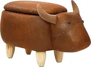 Tubby Kids Storage Ottoman Bench Foot Rest Stool Bedroom Cow Chair Leather Seat | Animal Shape Small Ottoman, Foot Stool for Nursery, Bedroom, Playroom Children Furniture (8001-storage)