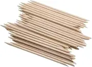(50) - Mini Skater 50 Pcs Orange Wood Nail Sticks Double Sided Multi Functional Cuticle Pusher Remover Manicure Pedicure Tool (50)