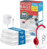 [Qikam] Vacuum Storage Bags for Clothes - Clothing Travel Vacuum Sealing Bags - Zipper Closure Garment Organizer with Electric Pump for Moving, Dormitory, Camping, RV, Basement