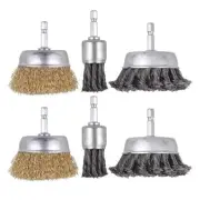 Carbon Steel Wire Brush for Drill, Mixiflor 6 Pack Drill Wire Brush Set - 1/4"