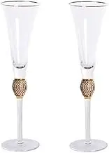 Champagne Flutes Glass Gold Mouthed Champagne Flute, Crystal Glass Champagne Glass Set of 2, Capacity 7.44 oz for Company Gatherings Flute Glasses