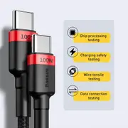 Baseus 2M 5A PD 100W USB C to Type C Fast Charging Charger Cable Cord For Samsung Google Huawei Oppo Xiaomi LG MacBook Laptop iPad Pro