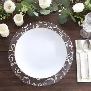 SILVER 10 Round 13" Metallic Sheer Organza PLACEMATS Floral Design Party Home