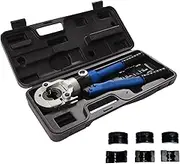 Hydraulic Pipe Crimping Tool with 3 Jaw Dies (VAU15, VAU20, VAU25) – Copper Tube Fittings Pressing Pliers, 10T Crimping Force, Professional Handheld Propress Crimper for Plumbing & HVAC