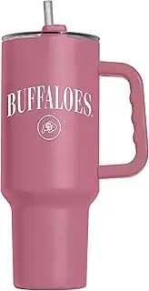 Logo Brands NCAA Colorado Buffaloes 40oz Cinch Berry Powder Coat Tumbler - Double-Wall Insulated, Reusable Straw, Rugged Handle