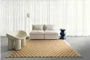 Segundo Yellow and Cream Checkered Washable Rug