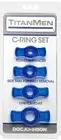 Doc Johnson TitanMen Cock Ring Set Blue - 4 Pieces