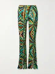 [SIEDRÉS] SIEDRÉS - Mult Printed Stretch-jersey Flared Pants - Green - small small Green