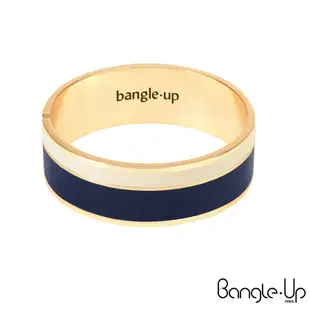 Bangle Up 經典條紋印花琺瑯鍍金手環(藍白)