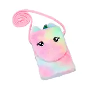 Nevenka Girls Soft Plush Unicorn Crossbody Coin Purse-Pink