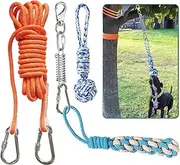 TUAHOO Outdoor Hanging Bungee Dog Toy, Interactive Tether Tug of War Toy for Pitbull Small to Large Breeds, Tree Tugger Rope with Spring Pole, 2 Dog Rope Toys