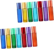 EPIGEIST 14Pcs Colorful Frosted Glass Bottles Empty Perfume Roll Bottles for Essential Oils Travel Convenient Packaging Mixed Colors