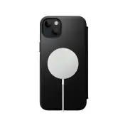 NOMAD Modern Leather Folio Phone Case for iPhone 14 Plus Black Normal Leather