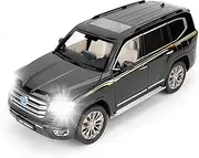 LOVEPOSELY Compatible for 1/18 Scale Collectible Landcruiser LC300 Diecast Model Car, Zinc Alloy Pull Back Toy Car Vehicle with Lights and Sounds for Decoration Adult Boys Girls（Black）