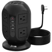 Surge Protector Power Strip Tower with 8 AC Outlets 4 USB Ports (1 USB C), 10...