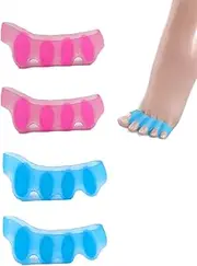 TPZORJX 2 Pairs Toe Separators, Hallux Valgus Correction, Toe Separator for Men and Women for Yoga Exercises, Foot Correction, Hallux Valgus and Relief from Hammer Toes (Pink, Blue)