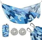 Camouflage Blue Dark 330lb Capacity Hammocks for Camping with Portabl Carry Bag Rope Hammock for Patio Backyard Lounge Base capas para la Lluvia