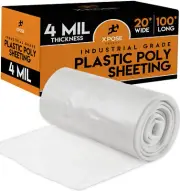 Clear Poly Sheeting - 20x100 Feet – Heavy Duty, 4 Mil Thick Plastic Tarp