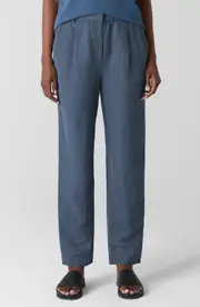 Eileen Fisher Pleated Organic Linen & Silk Ankle Pants in Eclipse at Nordstrom, Size Small