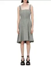 Veronika Maine Dress Womens 12 Tweed Apron Dress in Grey Corporate Career Office
