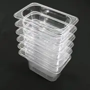 Clivia 6 Pack 1/9 Size Polycarbonate Food Pans 4" Deep GN Pans without Lid Cover
