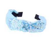 Boho Knotted Headbands Fashion Yoga Headband Glitter Sequin Head Bands for Ladies Adult Elastic Hair Accessories light blue