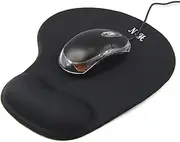 New Horrizon - Mouse Mat Black Anti-Slip Comfort Mouse PAD MAT with Gel Foam Rest Wrist Support for PC Laptop - Compatible with Laser and Optical Mice