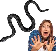 Snake Toys for Kids | Fake Rubber Black Snake Prank,Halloween Snake Toys Funny Prank Props, Lightweight Rain Snakes for Garden to Scare Squirrels,