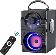 Portable Bluetooth Speakers with Subwoofer Rich Bass Wireless Stereo Outdoor Speakers Support Remote Control FM Radio TF Card LED Lights MP3 Player Powerful Speaker for Home Party iPhone Computer PC