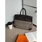 愛馬仕 HERMES 二手 BIRKIN35 柏金包35 千鳥格 棕色 拜金閣