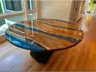 52" Custom-Made Round Epoxy Table Top Unique Resin Art Furniture