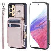 Rfid Blocking Pu+tpu Phone Case For Samsung Galaxy A53 5g, Kickstand Zipper Wallet Shell With Strap