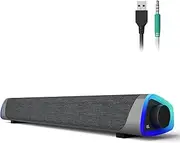 SOULION R30 Computer Speakers, USB Powered Small PC Speakers, Colorful RGB Lights with Switch Button, Surround Sound Portable Computer Sound Bar Speaker for Desktop Laptop