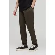 Mens Khaki Tall Slim Tapered Interlock Joggers