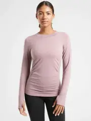 NWT Athleta Foresthill Wool Ascent Top, Flora Mauve SIZE XL #486286 W0106