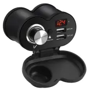 Motorcycle Waterproof Dual USB Charger with Real-Time Voltage Monitoring 12V-24V Motorcycle Handlebar Charger