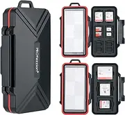 PROfezzion Waterproof Memory Card Case for 48 SD Micro SD CF XQD Nano SIM Huawei Nano Memory MSD TF CompactFlash SDXC SDHC Cards with Carabiner