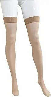 NuVein Medical Compression Stockings, 15-20 mmHg Support, Women & Men Thigh Length Hose, Closed Toe - Medium - Beige