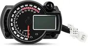 KIADZIE 12v Motorcycle Universal Speedometer for Honda for Suzuki for Yamaha for Kawasaki 7 Colors LCD Digital Odometer Gauge Moto Dashboard Meter(A Only Gauge)