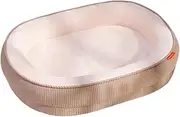 Dog Bed Medium with Luxury Fluffy Plush, Waterproof Dog Bed with Non Slip Bottom, Memory Foam Dog Bed, Washable Indestructible Dog Sofa(Beige,50x40x12.5cm)