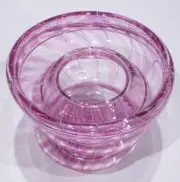 HAND BLOWN GLASS ART VASE/BOWL, PINK & PURPLE, WITH GLASS CANES, DIRWOOD, n3926