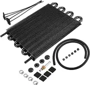 REPAIROCK 1 Set Car Universal 5/16" Transmission Oil Cooler Kit 8 Pass Ultra-Cool Tube and Fin Transmission Cooler Kit Black Auto Replacement Parts