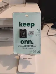 ONN. 16GB Class 10 U1 MicroSDHC Flash Memory Card with Adapter