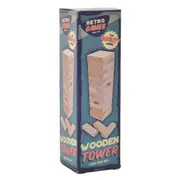 Gibson Gifts Retro Wooden Tower Stacking Kids/Family Fun Board Game Set